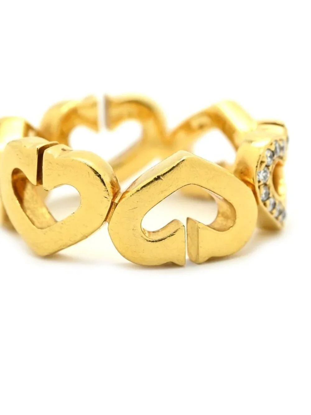 Cartier Ring C Heart Diamond Yellow Gold 49 18k Pave
